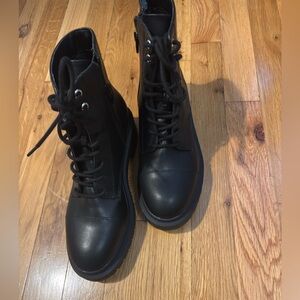 Black Lace-Up Ankle Boots